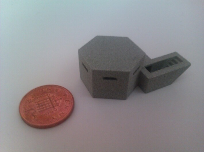 Clyne Valley Type 22 Bunker 3d printed Printed in Alumide next to 1 penny coin