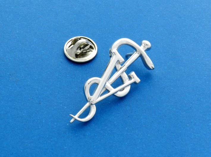 Rod Of Asclepius Veterinarian Lapel Pin 3d printed