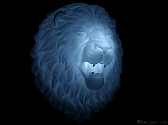 Lion Head Wall Mount. 3d printed LED light inside
