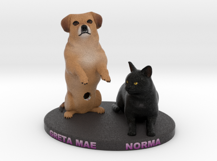 Custom Dog and Cat Figurine - Greta Mae and Norma 3d printed