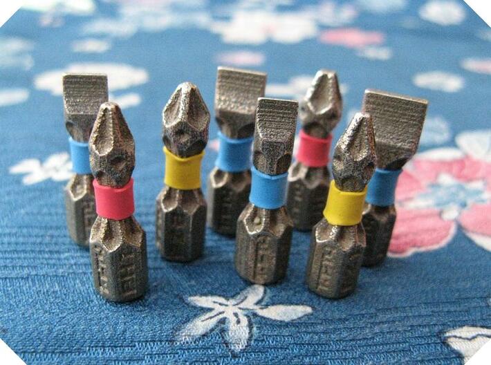 1/4&quot; Hex Bits x8 (Phillips, Pozi, Flat Head) 3d printed