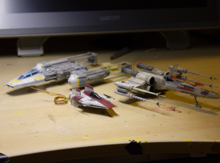 A-Wing 1/72 scale 3d printed w/ finemolds y-wing & x-wing