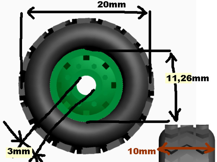 20mm diameter UTV wheels (8) 3d printed