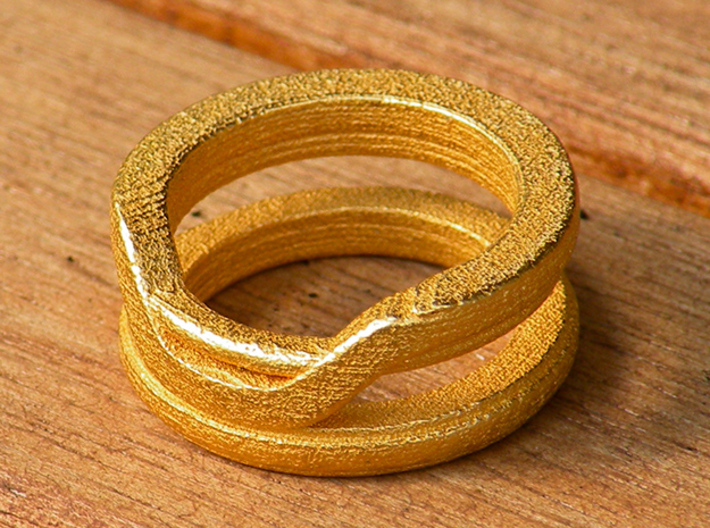 Balem's Ring1 - US-Size 3 (14.05 mm) 3d printed Ring 1 in polished gold steel (shown: size 6 1/2)