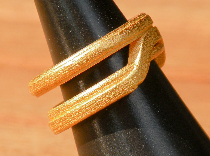 Balem's Ring1 - US-Size 7 (17.35 mm) 3d printed Ring 1 in polished gold steel (shown: size 6 1/2)