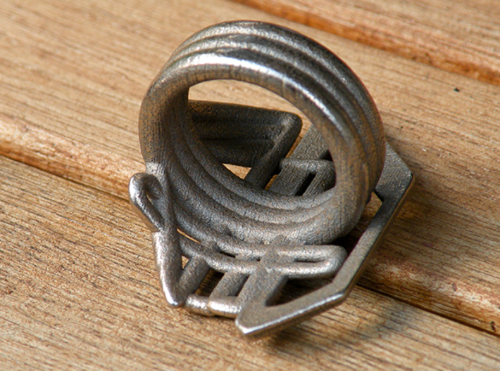 Balem's Ring2 - US-Size 7 (17.35 mm) 3d printed Ring 2 in stainless steel (shown: size 13)