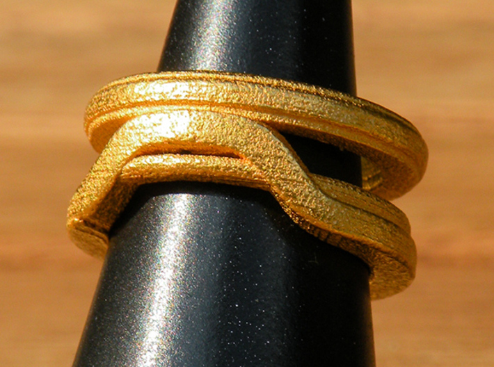 Balem's Ring1 - US-Size 8 1/2 (18.53 mm) 3d printed Ring 1 in polished gold steel (shown: size 6 1/2)