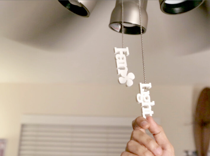 Typography Fan Pull Handles 3d printed