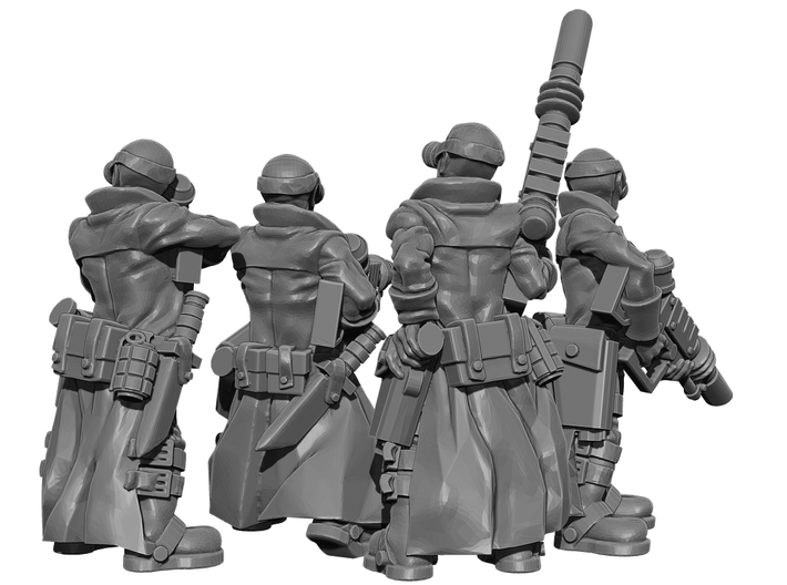 Female Stealth Gang with Laser Rifles 3d printed This is a 3d render, not a photograph of the model printed in the material.