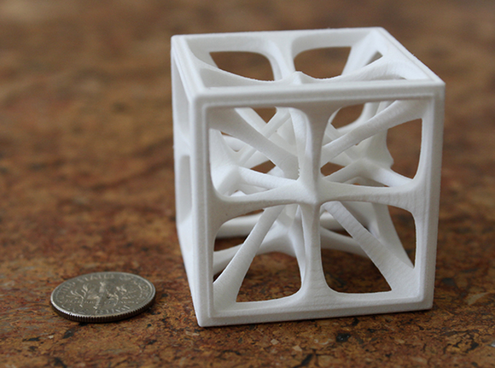Hexahedron 3d printed Hexahedron Medium in White Strong & Flexible Polished