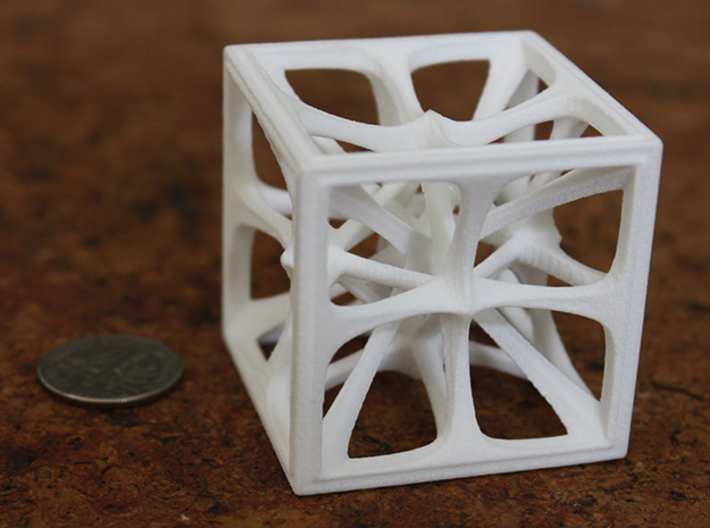 Hexahedron 3d printed Hexahedron Medium in White Strong &amp; Flexible Polished