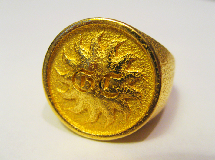 Signet Ring - GC 57 - unique - 3d printed Polished Gold Steel