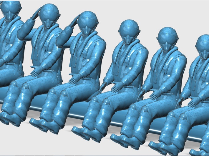 144-H0060: 15 fighter pilots in 5 positions, scale 3d printed 