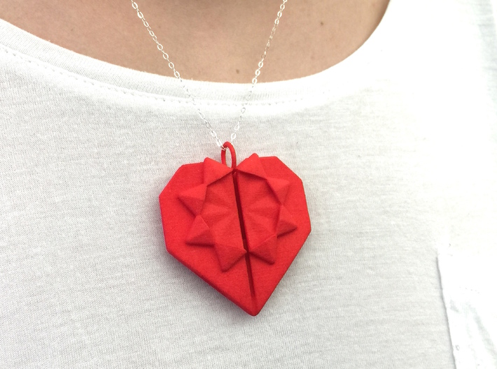 Origami Heart Pendant 3d printed 