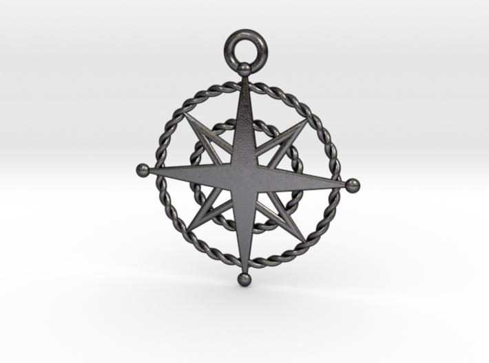 Compass Rose Keychain 3d printed