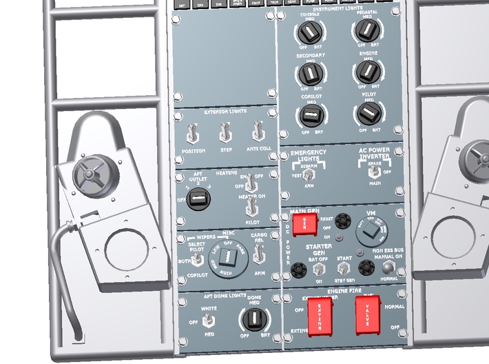 HUEY Over Head Cockpit Panel 3d printed