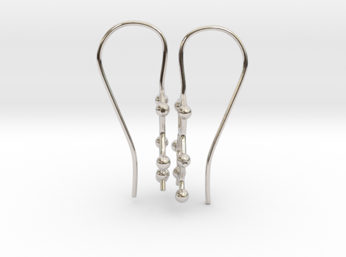 Caffeine molecule earrings with fishhook loops 3d printed