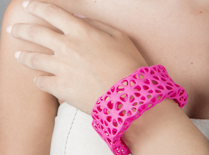 Flowers Cuff (Size M) 3d printed Printed in Pink Strong &amp; Flexible Plastic