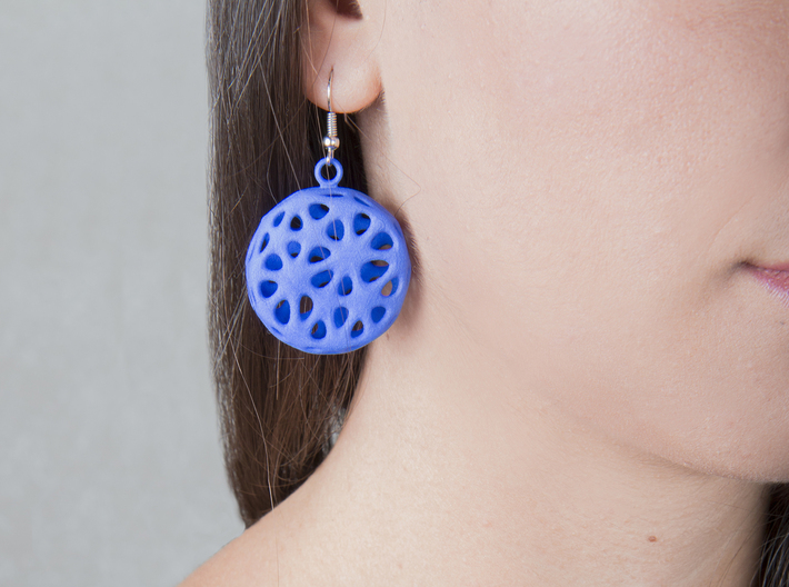 Flowers Earrings 3d printed Printed in Blue Strong &amp; Flexible Polished Plastic