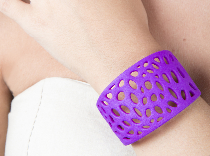 Cells Cuff One Layer (Size M) 3d printed Printed in Purple Strong &amp; Flexible Polished Plastic