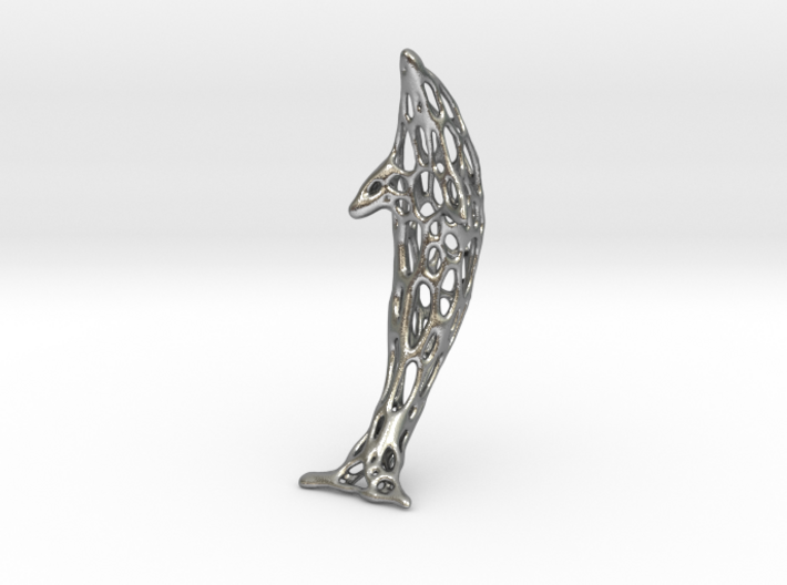 Shapeways-Silver-Dolphin-Straight-tr1-thicker1 3d printed
