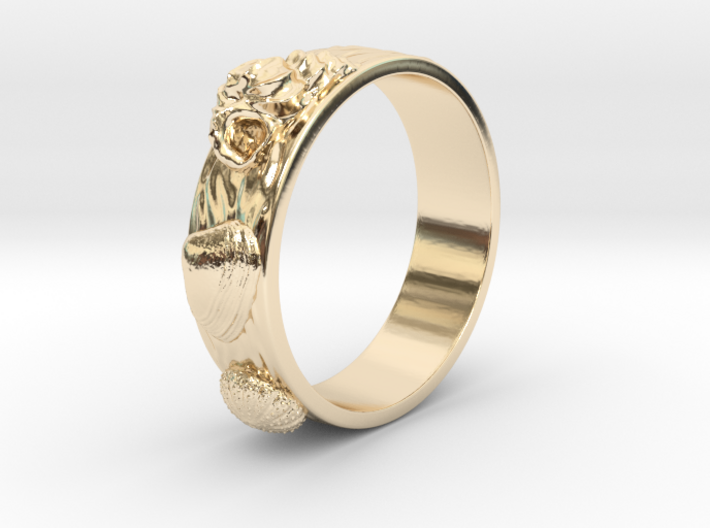 Sea Shell Ring 1 - US-Size 7 1/2 (17.75 mm) 3d printed