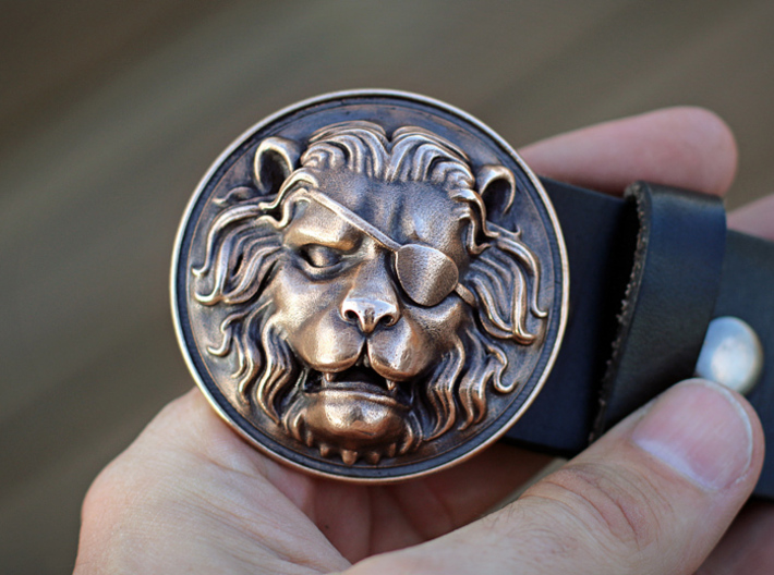 &quot;The Colonel&quot; Belt Buckle 3d printed Oxidized with Liver of Sulfur