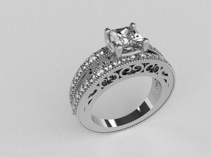 Princess cut Engagement Ring Sz.6 3d printed 