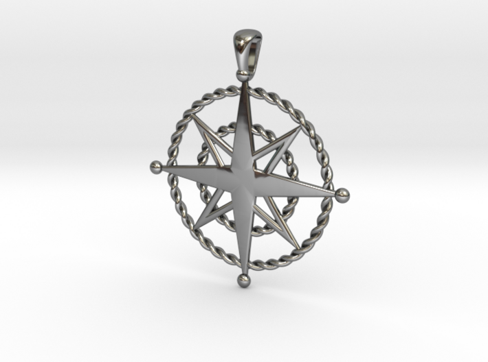 Compass Rose Pendant 3d printed