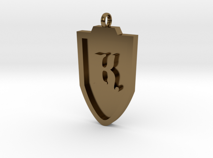 Medieval K Shield Pendant 3d printed