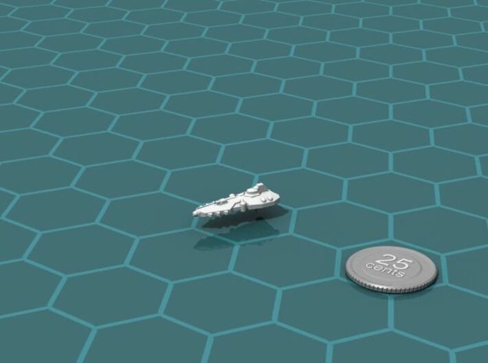 Stravok Akru Destroyer 3d printed Render of the model, with a virtual quarter for scale.