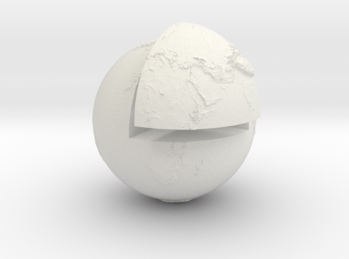 Planet earth sectioned quarter 3d printed