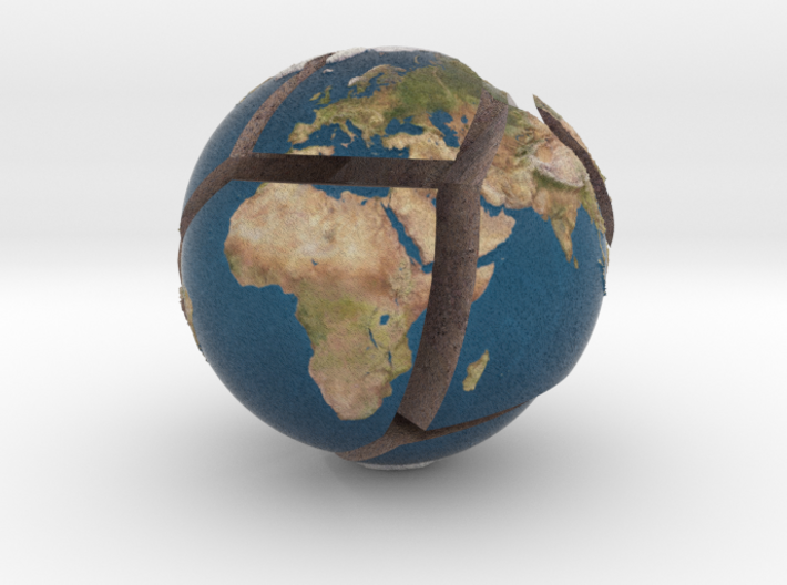 Relief planet Earth puzzle 3d printed