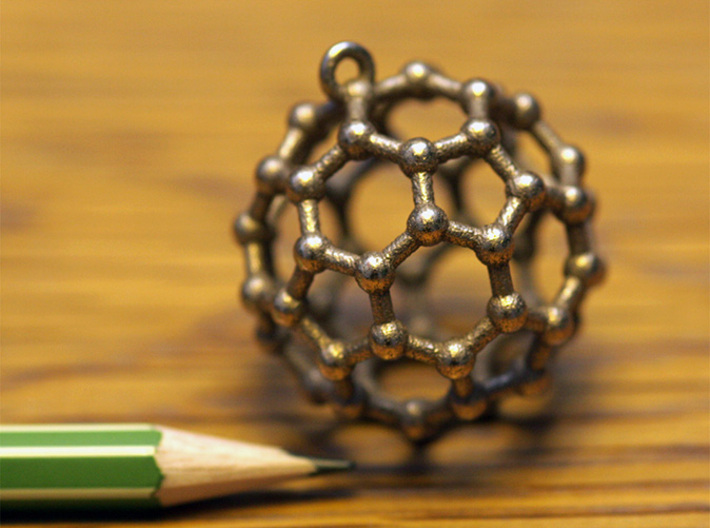 BuckyBall C60 Pendant Metal ~ 3cm 3d printed Buckyball C60 pendant, 3D printed in Stainless Steel