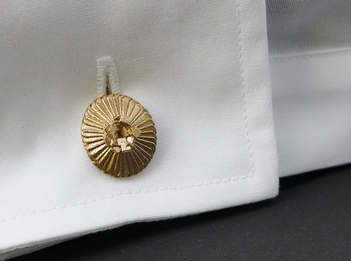 Coccolithus Cufflinks - Science Jewelry 3d printed Coccolithus cufflink in raw bronze
