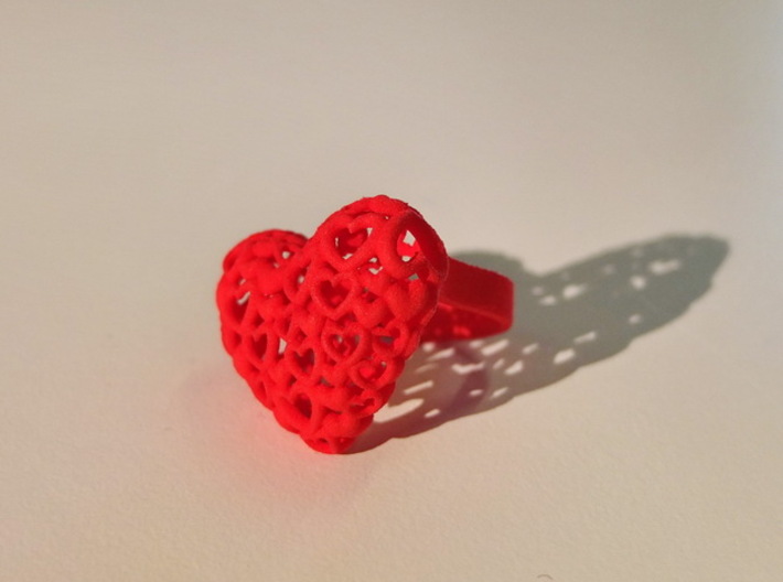 Heart by Heart ring 3d printed