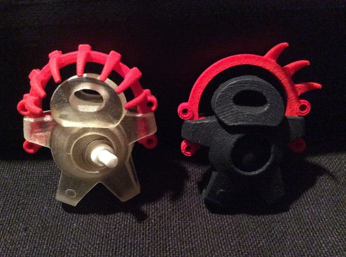 Ellyba Headdress One (1) - Small 3d printed Left: Ellyba Golem holds Red "Headdress One". Right: Golem holds Red Headdress Two. Sold Separately.