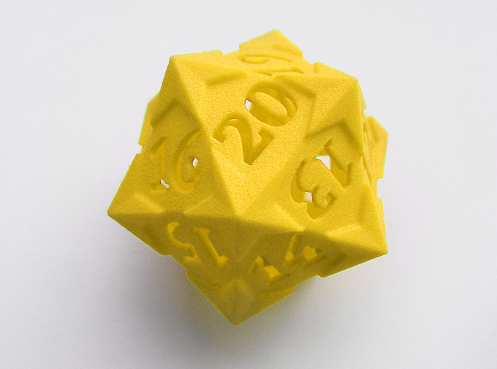 'Starry' D20 Gaming die LARGE 3d printed The die pictured is the spindown version. The gaming die looks the same but with regular ordering of the numbers. See the renders for this.