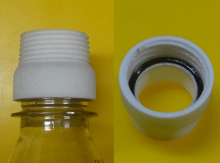 DN20 BSP Male Thread to PET Bottle Cap 118 O Ring 3d printed