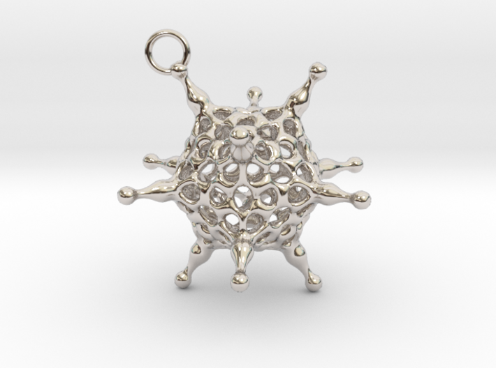 Adenovirus pendant or earring with loop 3d printed