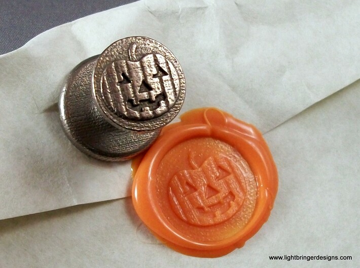Jack-O'-Lantern Wax Seal 3d printed Jack-O-Lantern wax seal with impression in Mandarin Orange wax