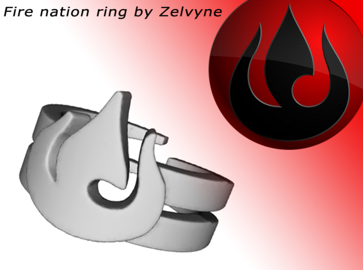 Fire nation ring (med/adjustable) 3d printed