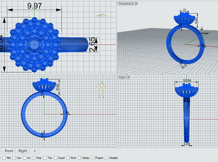 Double Halo Engagement Ring 3d printed 