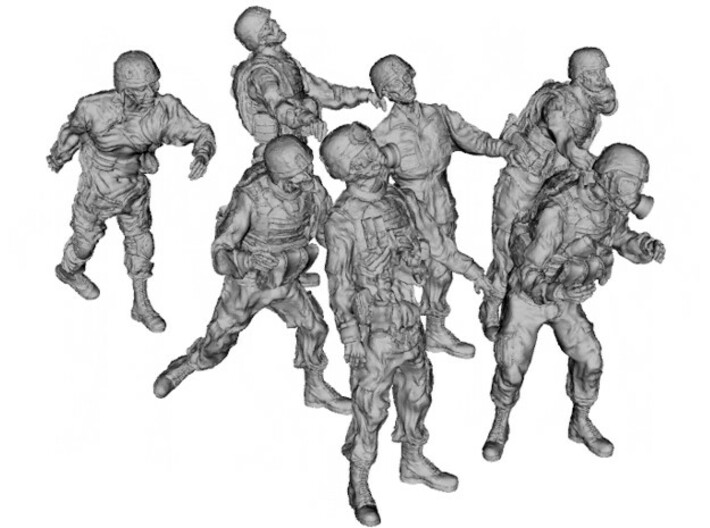 1-56 Seven Military Zombies Set2 3d printed 