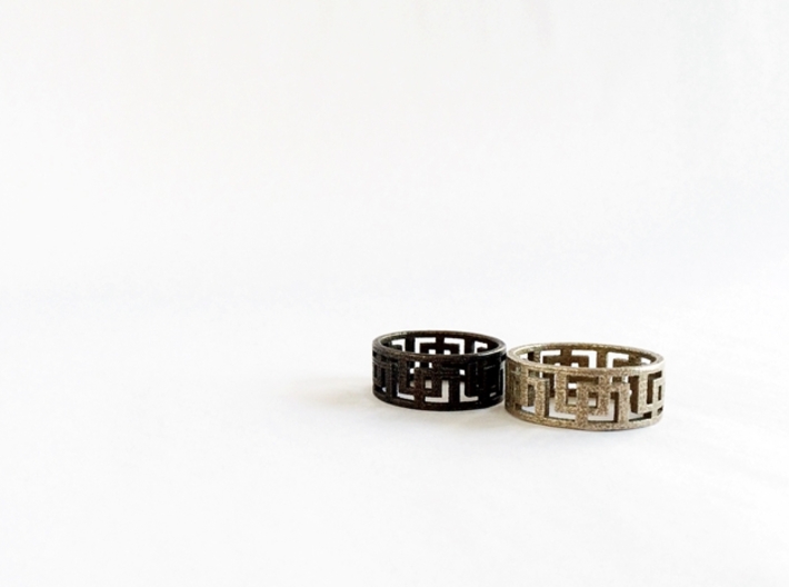 Geometric Ring - Rugged Steel Ring for Him 3d printed 