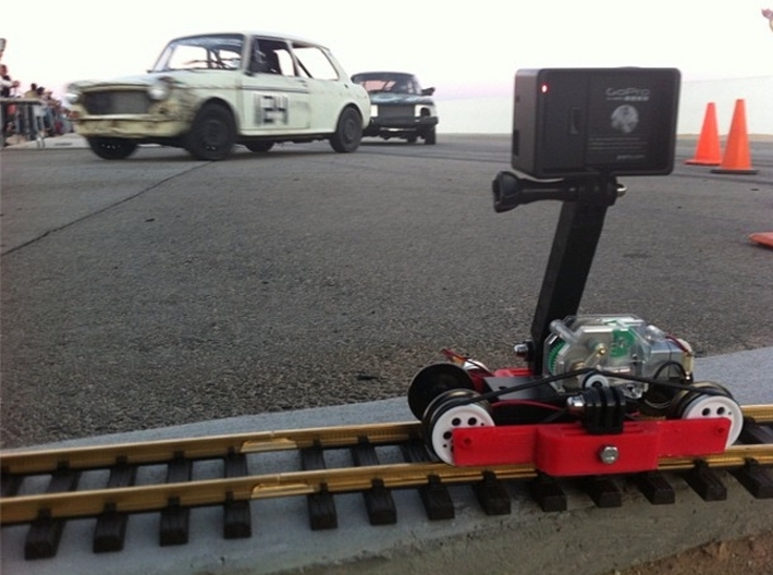 Train-lapse rig for GoPro 3d printed I did a bunch of time-lapse video at the race track.