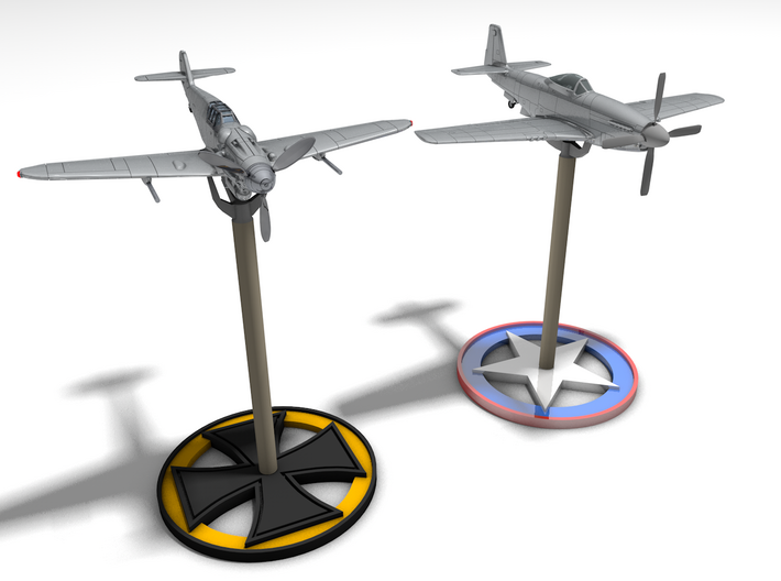 P51D Mustang stand,1/56 scale,28mm wargames 3d printed Get the Mustang and BF109 kit on Shapeways