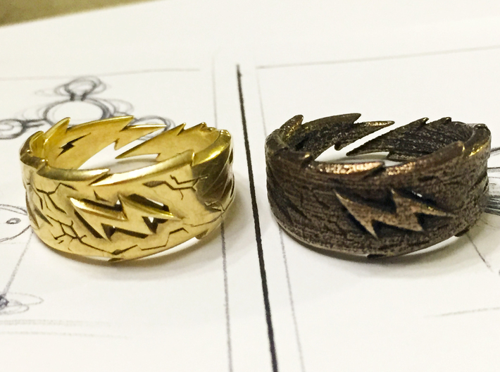 Power : Zeus Ring Size 12 3d printed Brass vs Steel Bronze! Which are You..