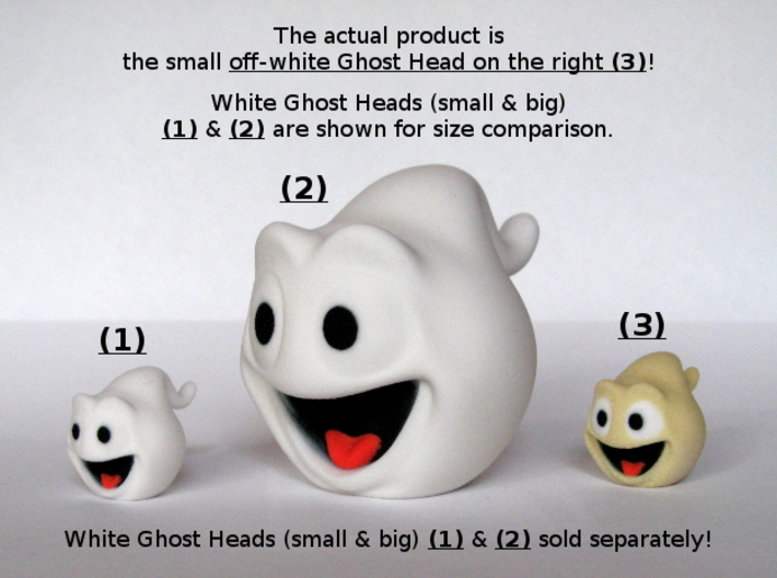 Halloween Ghost Head Smiling Off-White Small 3d printed 
