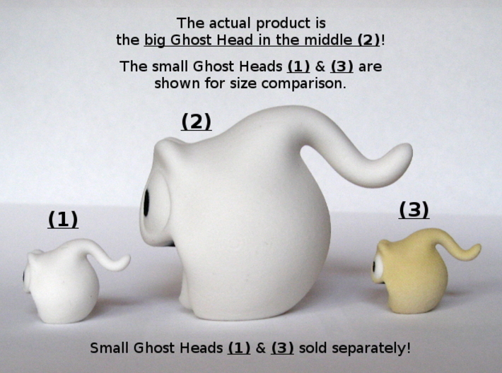 Halloween Ghost Head Smiling White Large 3d printed 